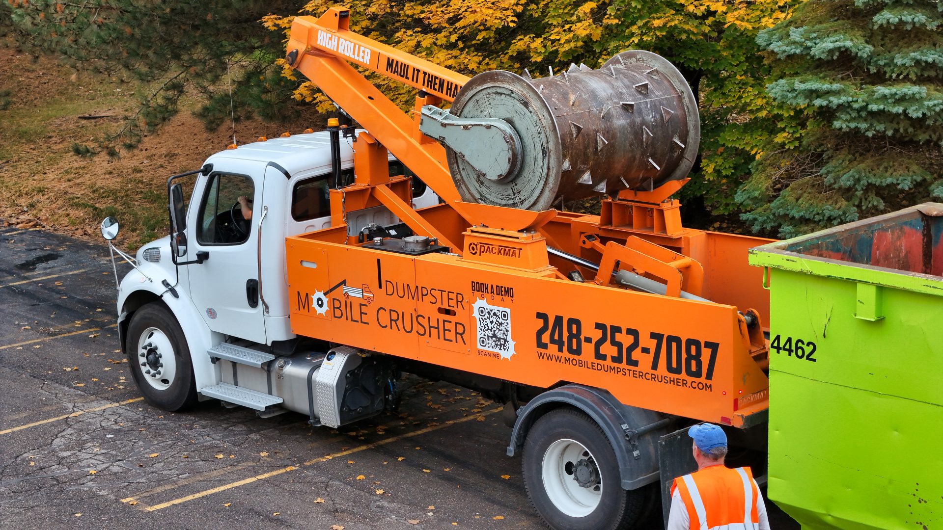 Mobile Dumpster Crusher Provides Trash Compacting Services